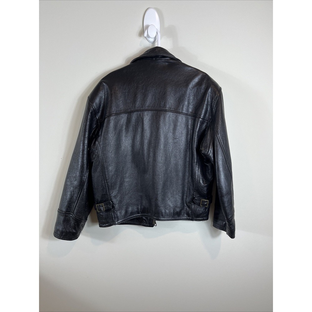 Vera Pelle Italian Della Legge 883 Black Leather Bomber Jacket Coat Mens Size 46 - Picture 12 of 16